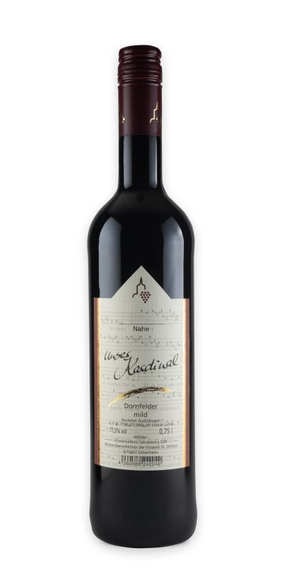 <br>38 -- 2025er Nahe "Unser Kardinal" Dornfelder Qualitätswein  mild 0,75l - Bronzene Kammerpreismünze<br>